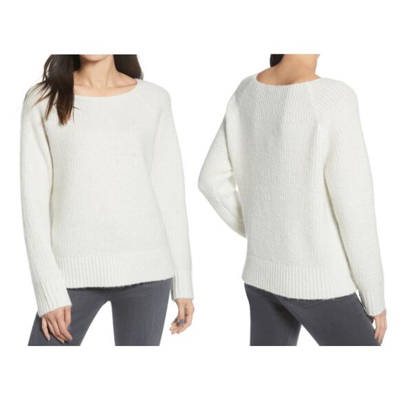 Chelsea28 Womens Rib Metallic Sweater Ballet Neck Long Sleeves Ivory M Medium - Picture 1 of 8